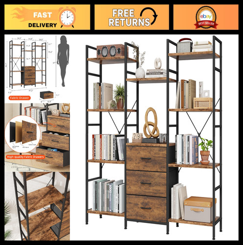 Triple bookshelf with fabric - bookshelf,